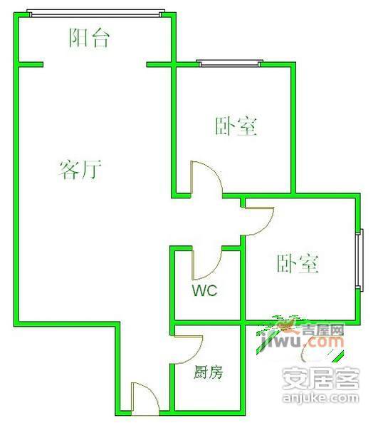 瑞祥御锦2室2厅1卫98㎡户型图