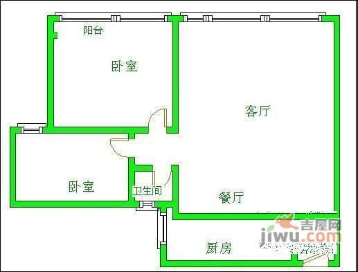 和谐家园2室2厅1卫95㎡户型图