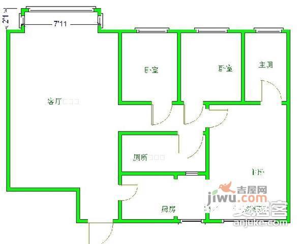 和谐家园3室2厅2卫142㎡户型图