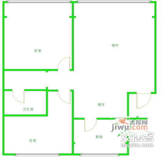 城北小区2室2厅1卫119㎡户型图