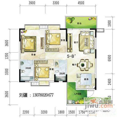 明信世纪金沙3室2厅2卫229㎡户型图