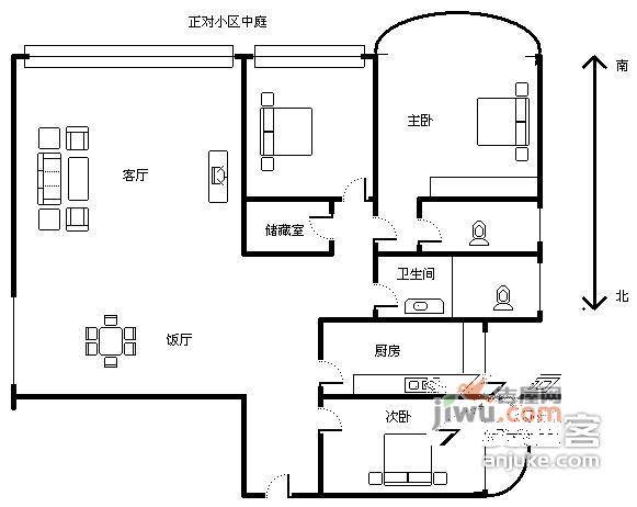 金杏苑A区3室2厅2卫1534㎡户型图