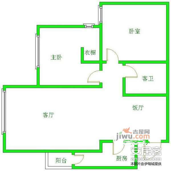 富临美丽天城2室2厅2卫85㎡户型图