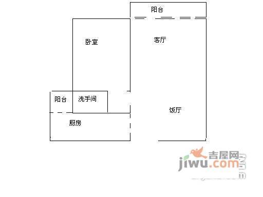 城南晶座1室1厅1卫58㎡户型图