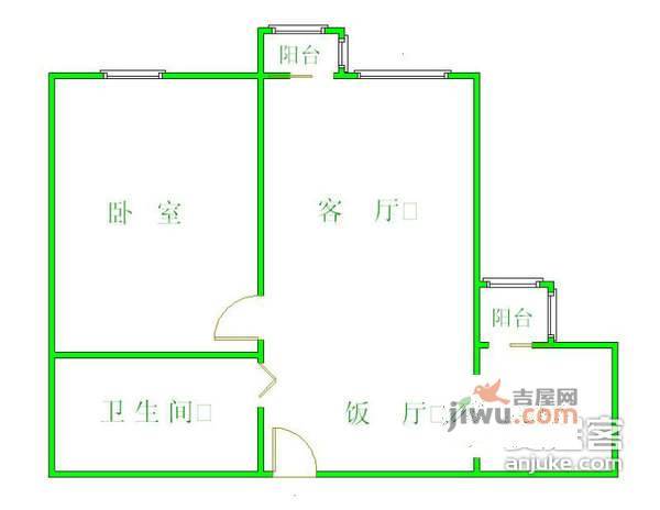 金林大城小室1室2厅1卫60㎡户型图