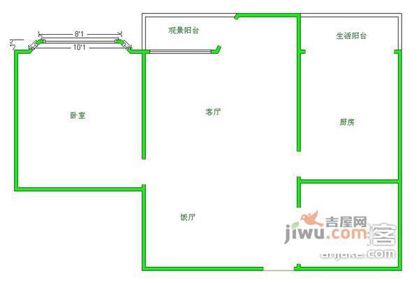 金林大城小室1室2厅1卫60㎡户型图