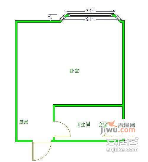 正成财富ID1室0厅1卫42㎡户型图