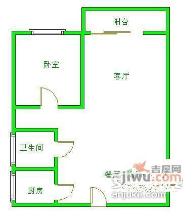 正成财富ID1室1厅1卫56㎡户型图