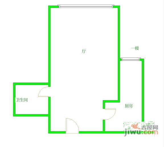 正成财富ID1室1厅1卫56㎡户型图