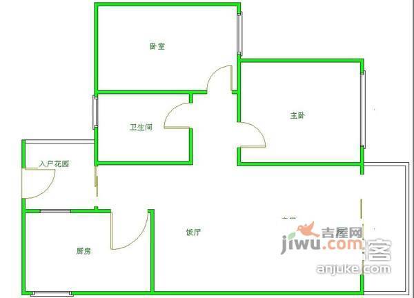 武海中华锦绣2室1厅1卫77㎡户型图