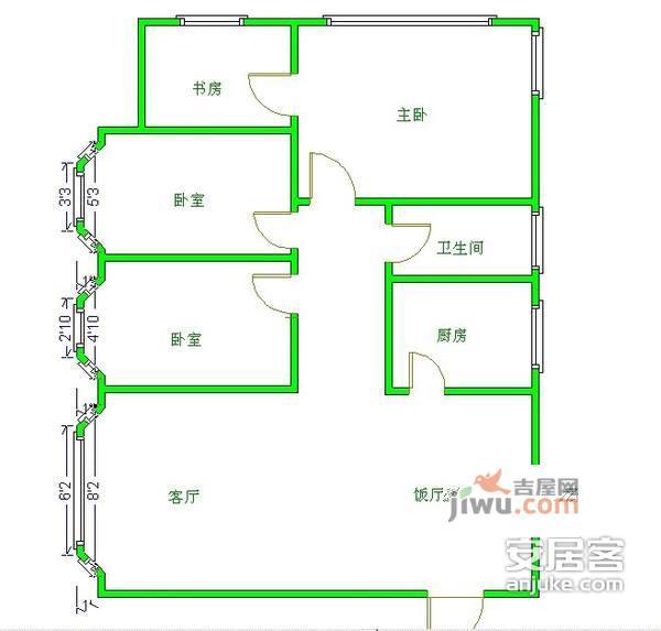 武海美丽南庭3室2厅2卫142㎡户型图