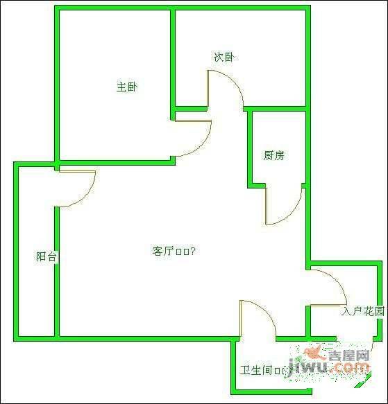 竹韵天府2室2厅1卫95㎡户型图