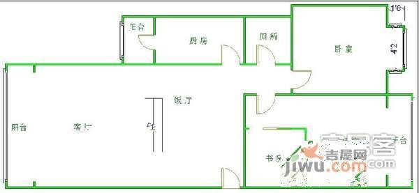 兴元花园2室2厅2卫110㎡户型图