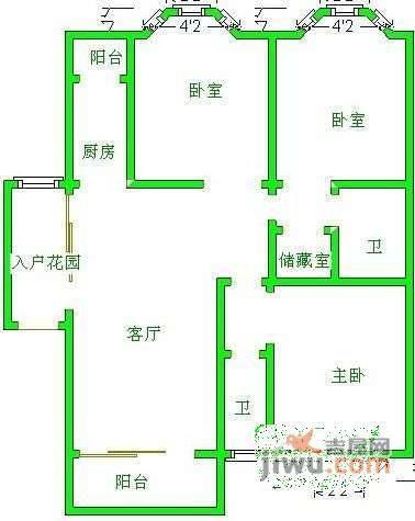 南阳锦城3室2厅2卫户型图