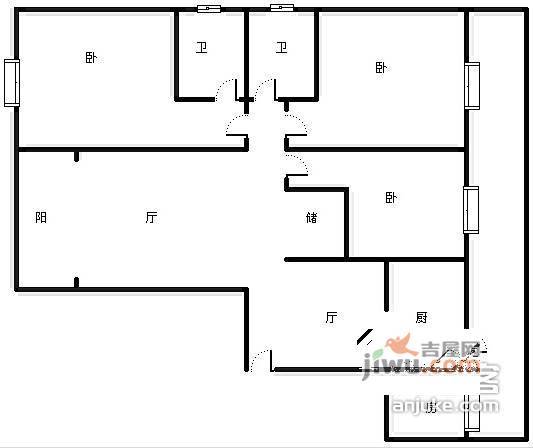 金沙愉景3室2厅2卫145㎡户型图