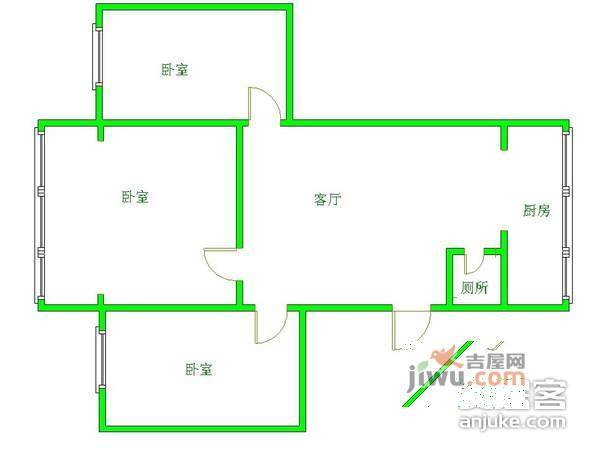 皇家花园3室1厅1卫户型图