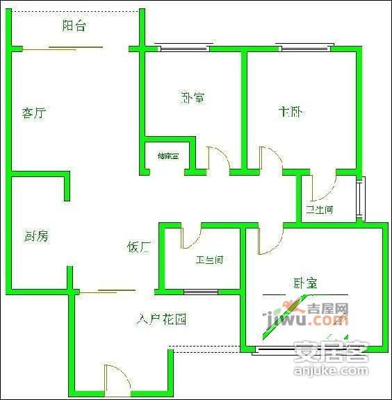 中华锦绣一期3室2厅2卫138㎡户型图