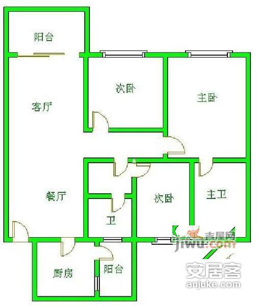 晋元鸿阁一号3室2厅2卫117㎡户型图