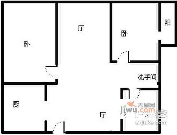 晋元鸿阁一号2室2厅1卫101㎡户型图