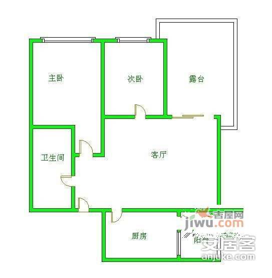 晋元鸿阁一号2室1厅1卫108㎡户型图