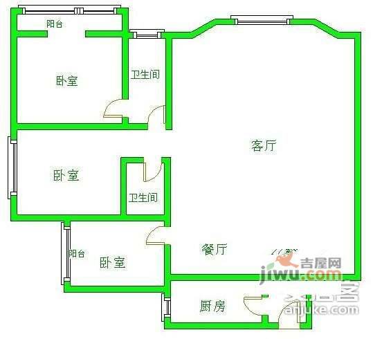 锦汇花园3室2厅2卫158㎡户型图