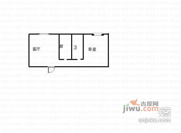 锦绣光华1室1厅1卫56㎡户型图