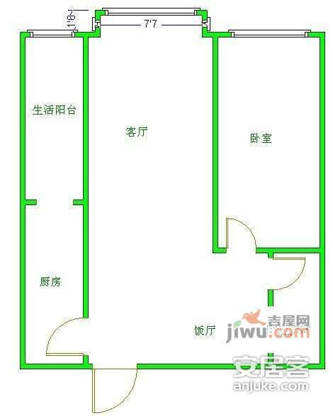 锦绣光华1室1厅1卫56㎡户型图