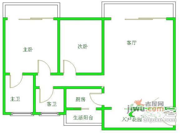 世代锦江凯旋门2室2厅2卫124㎡户型图