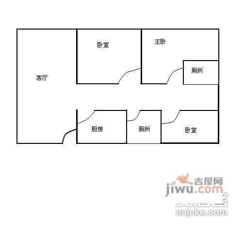 朝阳名宅1室1厅1卫户型图