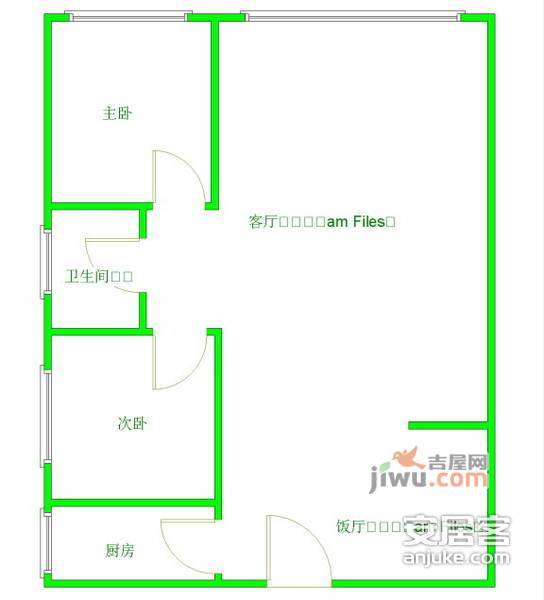 朝阳名宅2室2厅1卫108㎡户型图