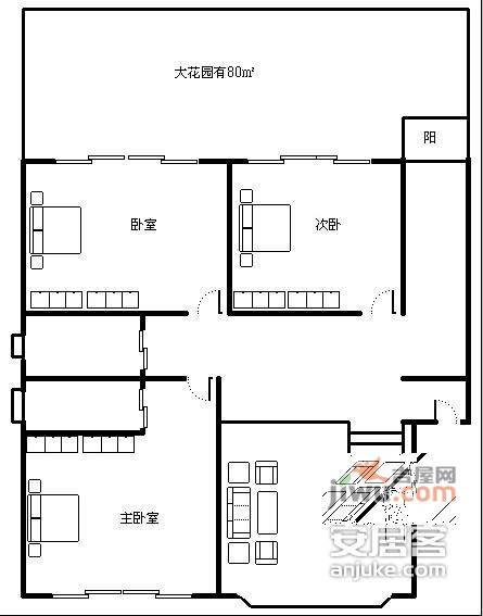 金色阳光3室2厅2卫175㎡户型图