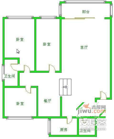 新东方公寓3室2厅2卫145㎡户型图