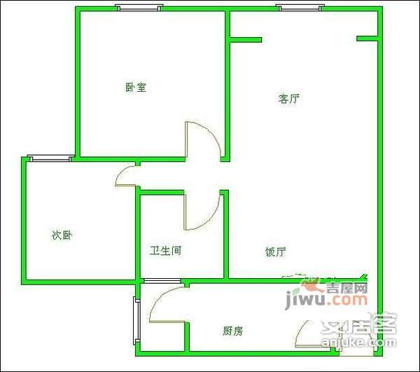 碧华邻2室2厅1卫124㎡户型图