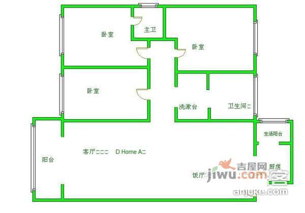 新加坡花园3室2厅2卫160㎡户型图