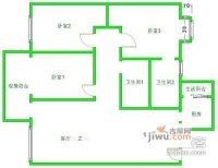 香格里拉花园3室2厅2卫136㎡户型图