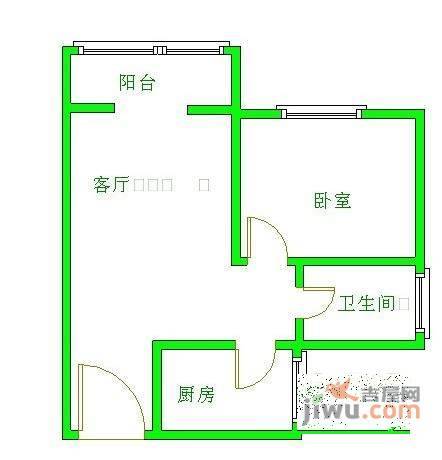 香格里拉花园1室1厅1卫户型图