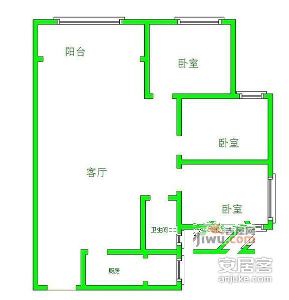 芙华幸福彼岸3室2厅1卫130㎡户型图