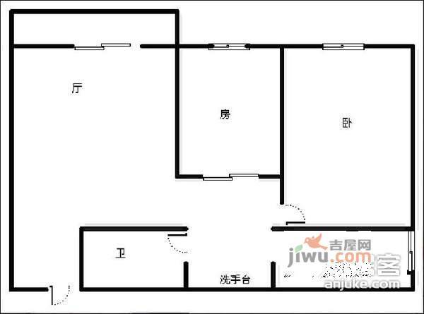 玉林品上2室2厅1卫104㎡户型图