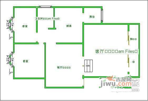 龙湖晶蓝半岛A区3室1厅1卫124㎡户型图