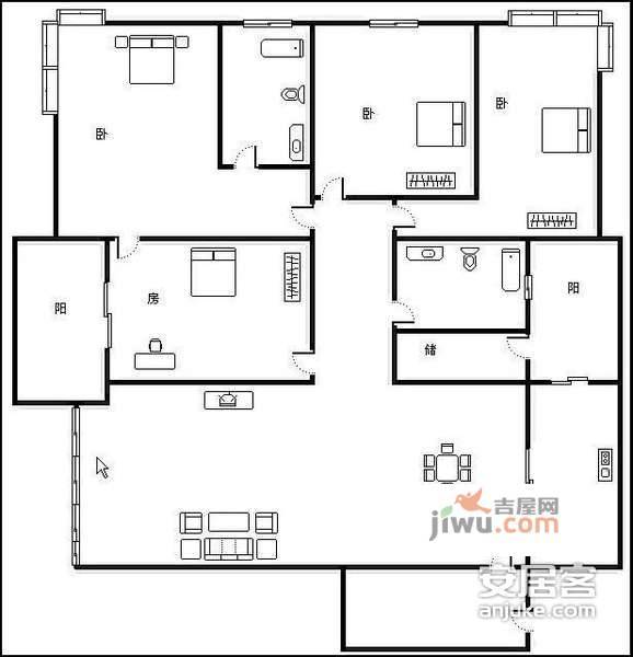 中海格林威治城5室4厅4卫户型图