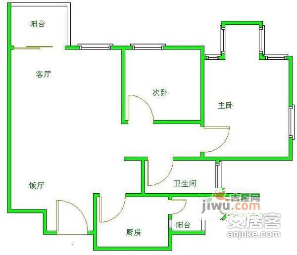 双楠映象2室2厅1卫99㎡户型图