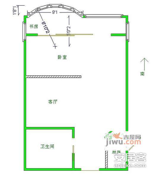 丽晶花园1室0厅1卫47㎡户型图