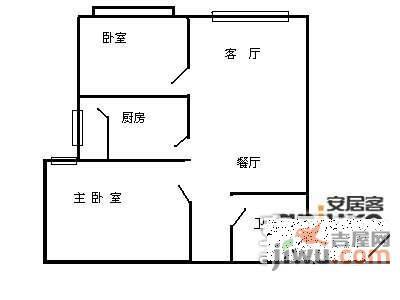 东方新城2室1厅1卫72㎡户型图