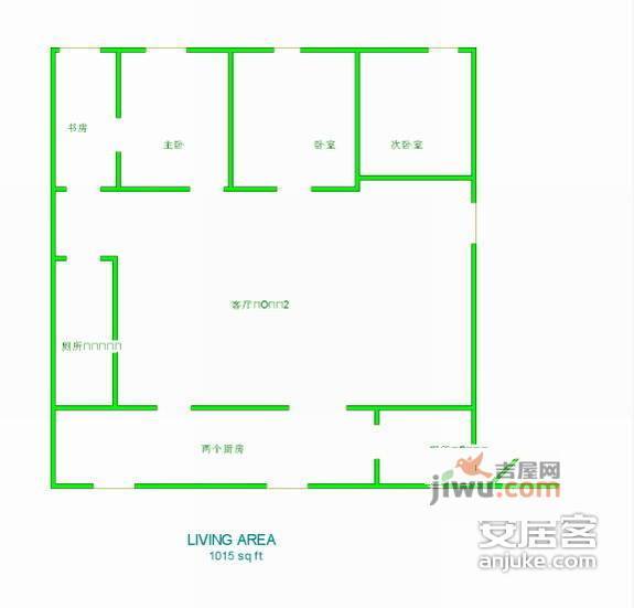 东方新城3室2厅1卫142㎡户型图