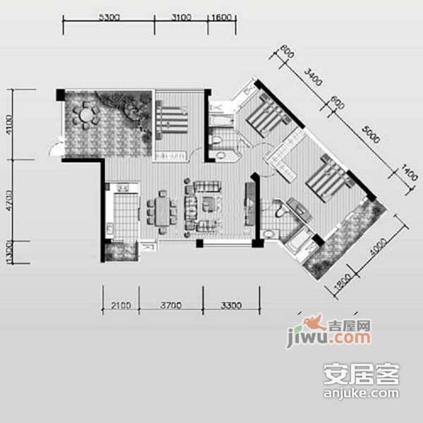 戛纳湾滨江4室2厅2卫145㎡户型图