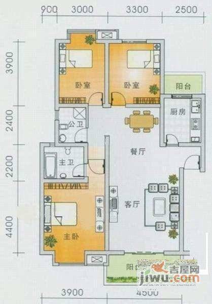 戛纳湾滨江3室2厅2卫143㎡户型图