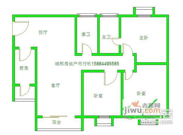 金楠国际3室2厅2卫167㎡户型图