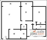 上城成都花园3室2厅2卫155㎡户型图