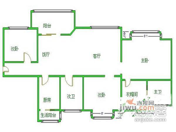 上城成都花园3室2厅2卫155㎡户型图