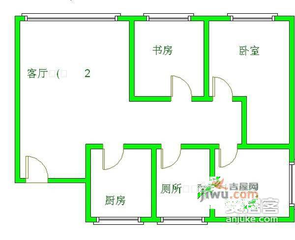 上城成都花园3室2厅1卫135㎡户型图